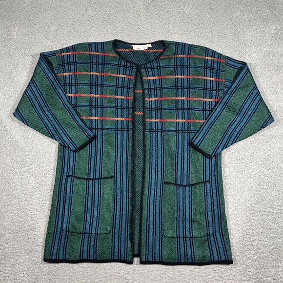 French Rags Multi-Colored Knit Sweater Cardigan Sz 3 Vibrant Heavy Stripe EUC - Picture 1 of 6